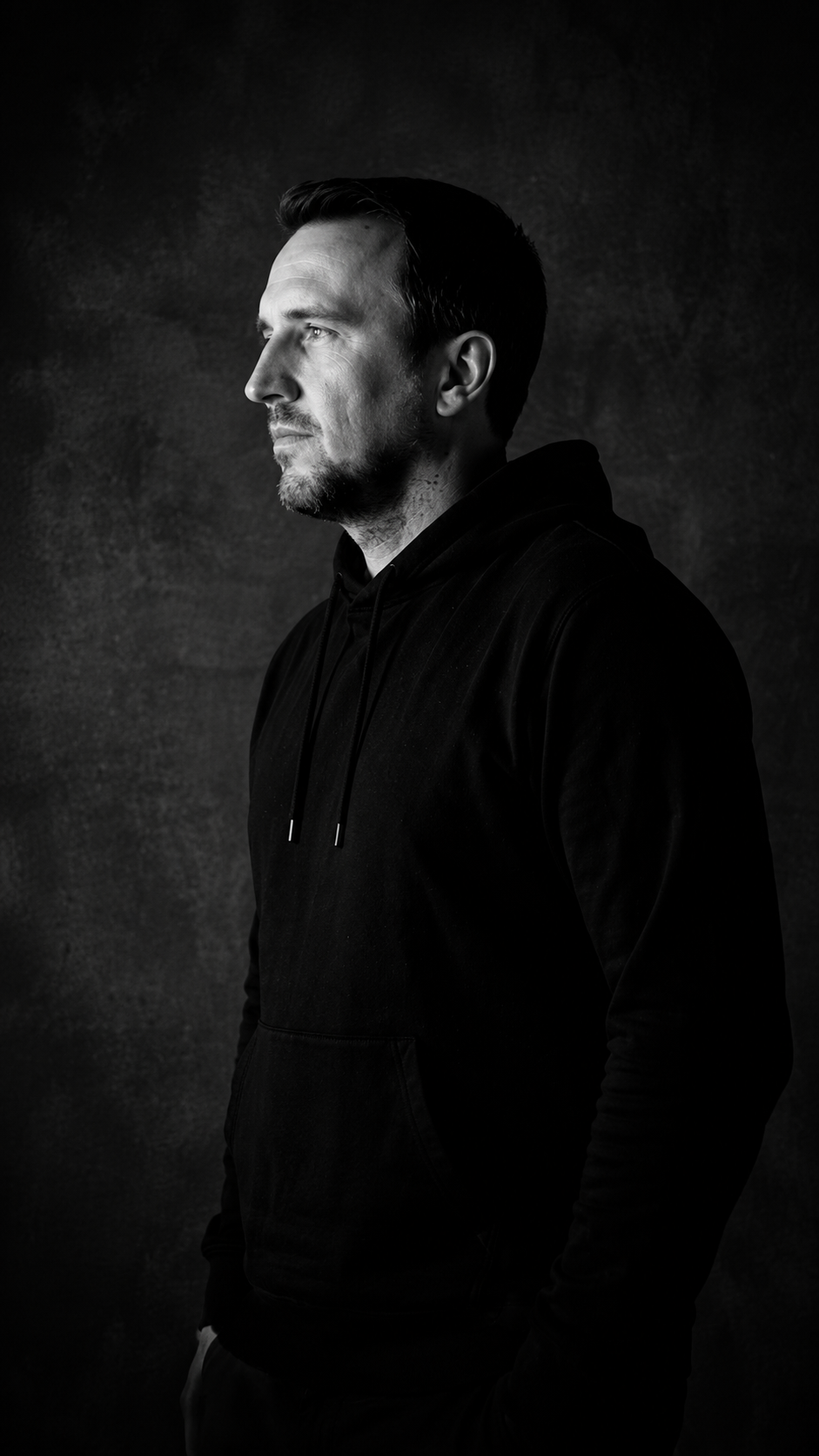 Tim Mostrey, founder of Gentle Frame Studio — black-and-white portrait